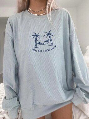 SUNKISSED COCONUT CHILL OUT AND HANG LOOSE CORDUROY CREWNECK 🩵
